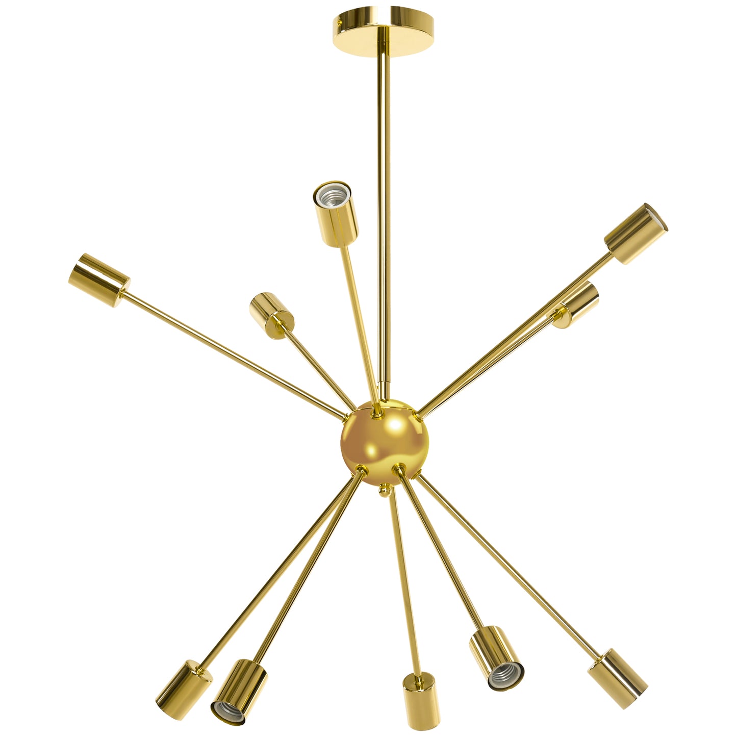 HOMCOM odern Sputnik Ceiling Lights, 10-Light Chandelier for Bedroom Living Room with E27 Base, Gold Tone