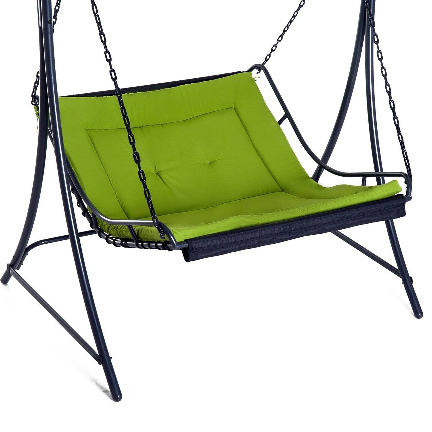 Outsunny 2 Seater Garden Swing Seat Bed, Sun Lounger with Adjustable Canopy, Cushioned Seat and Weather Resistant Steel Frame for Patio, Yard, Green