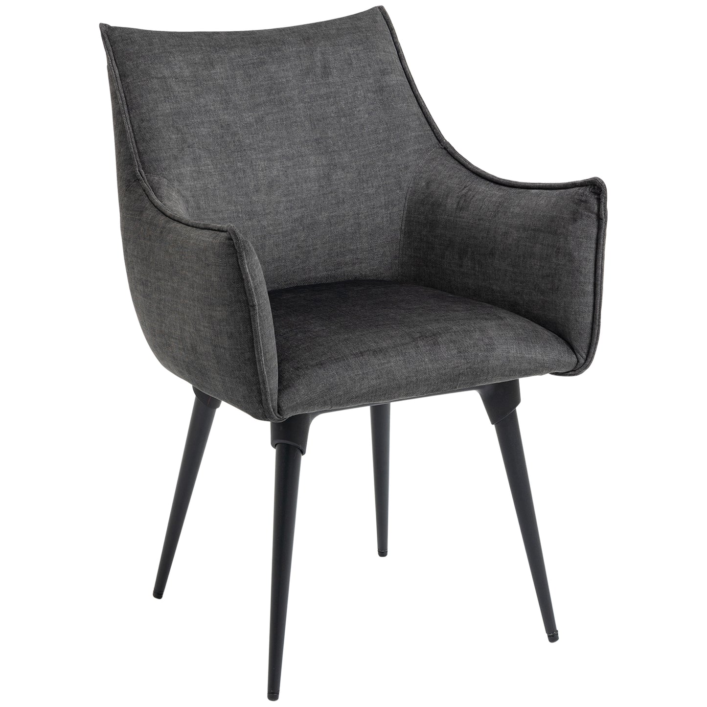 HOMCOM Accent Chairs for Living Room, Bedroom Arm Chair with Steel Legs, Dark Grey