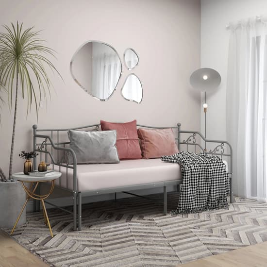 Grey Metal Frame Pull-Out Single Sofa Bed by FURCO - Space-Saving Design
