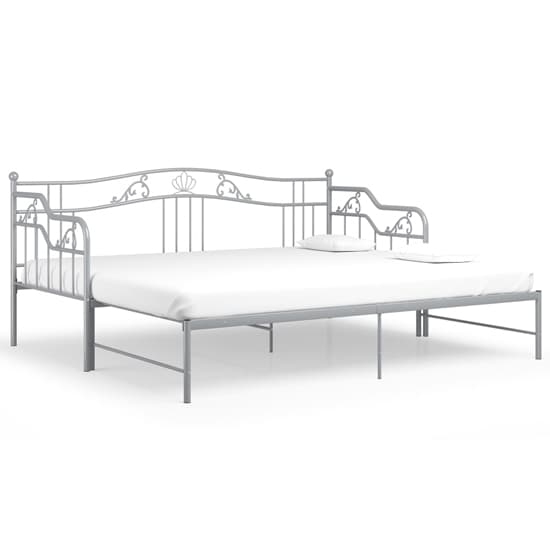 Grey Metal Frame Pull-Out Single Sofa Bed by FURCO - Space-Saving Design