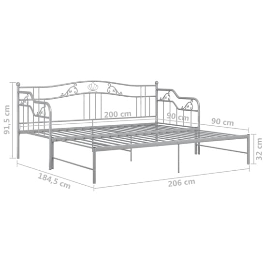 Grey Metal Frame Pull-Out Single Sofa Bed by FURCO - Space-Saving Design