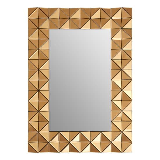 FURCO Geometric Copper Frame Wall Mirror for Bedroom Decor