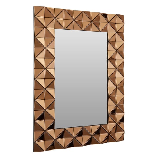 FURCO Geometric Copper Frame Wall Mirror for Bedroom Decor