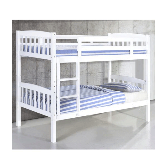 Erewash White Detachable Single Bunk Bed - Solid Wood - Nestium