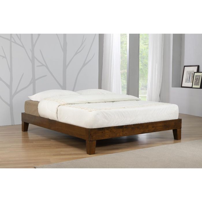 Buxton Rustic Oak Solid Wood Double Platform Bed - Stylish & Durable Design - Nestium