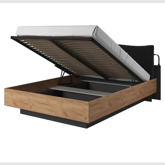 Davis King Size Ottoman Bed with LED Lighting in Golden Oak Finish