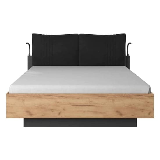 Davis King Size Ottoman Bed with LED Lighting in Golden Oak Finish