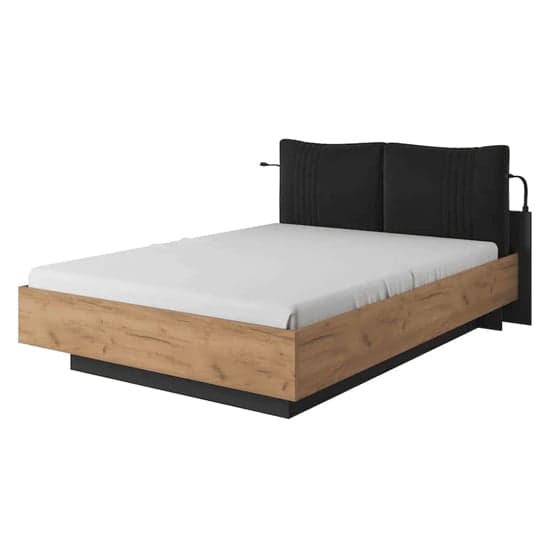 Davis King Size Ottoman Bed with LED Lighting in Golden Oak Finish