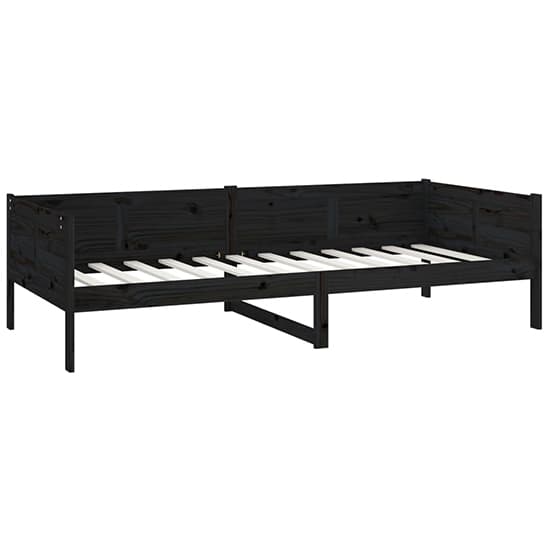 FURCO Black Solid Pine Wood Day Bed - Versatile Single Sofa Bed for Modern Living Spaces