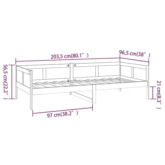 FURCO Black Solid Pine Wood Day Bed - Versatile Single Sofa Bed for Modern Living Spaces