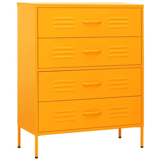 FURCO Emrik Mustard Yellow Steel 4-Drawer Storage Chest