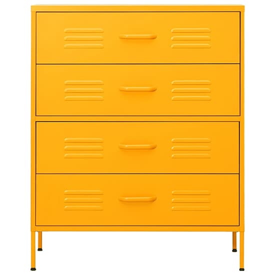 FURCO Emrik Mustard Yellow Steel 4-Drawer Storage Chest