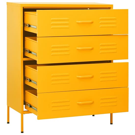 FURCO Emrik Mustard Yellow Steel 4-Drawer Storage Chest