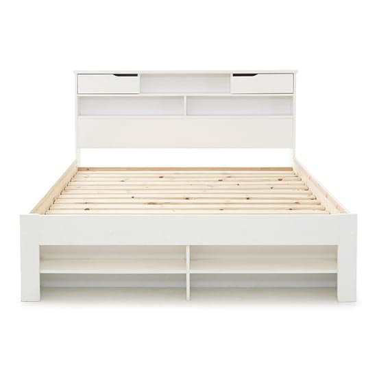 White Solid Pine King Size Bed with Storage Headboard and Foot End