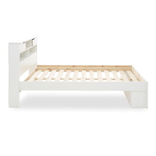 White Solid Pine King Size Bed with Storage Headboard and Foot End