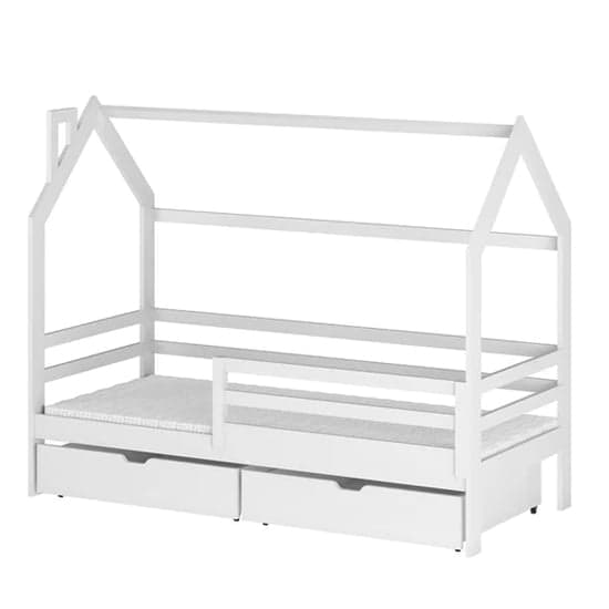 White Leeds Wooden Single Bed with Storage Drawers
