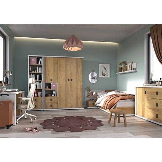 Natural Hickory Oak Kids Storage Bed with Right-Hand Configuration