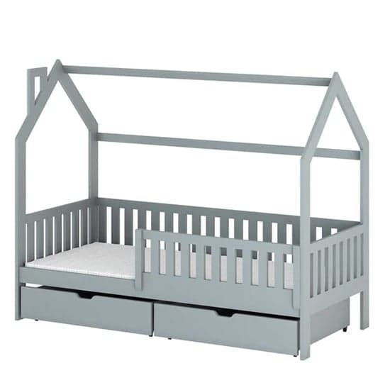 Grey Wooden Single Bed with Under-Bed Storage Drawers - Niort Storage Design
