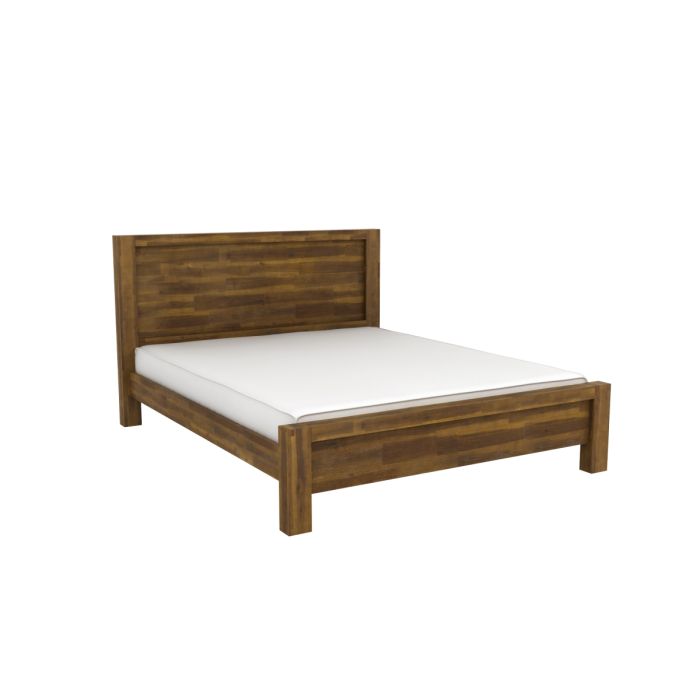 Luxurious Longmont Brush Effect Double Bed Frame - Solid Acacia Wood in Warm Brown - Nestium