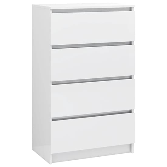 FURCO White High Gloss 4-Drawer Storage Chest for Modern Living Spaces