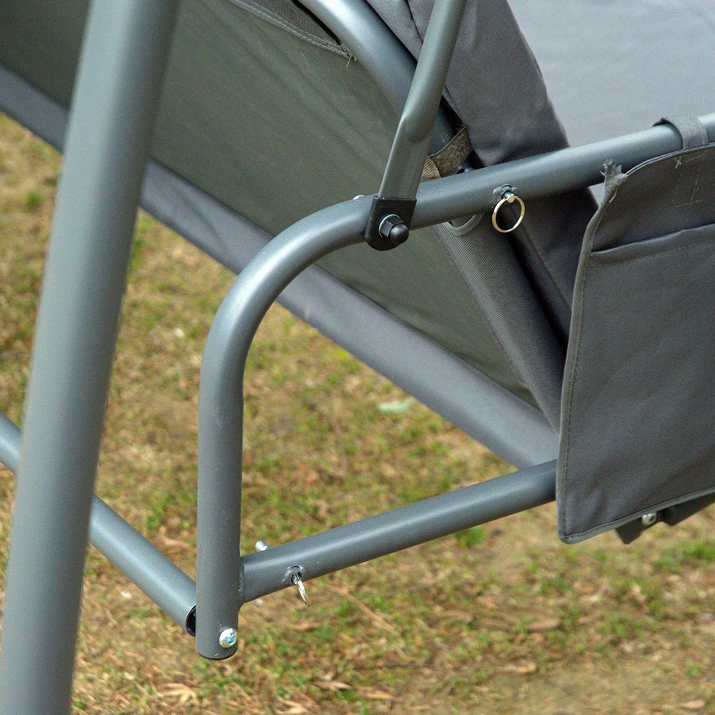 Outsunny Swing Chair Lounger Bed, 3 Persons, Convertible-Grey