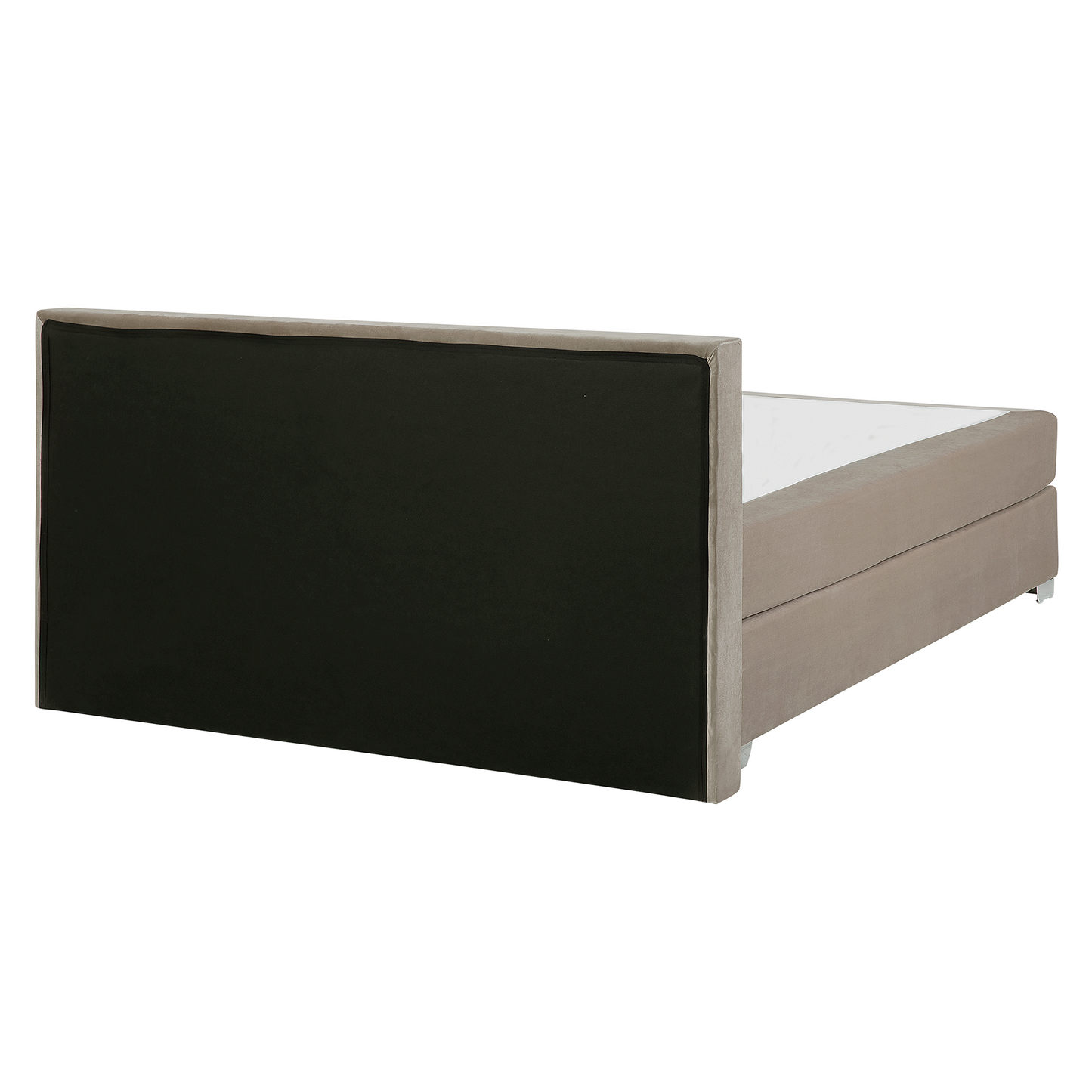 Beige Velvet Super King Divan Bed with Tufted Headrest & Mattress