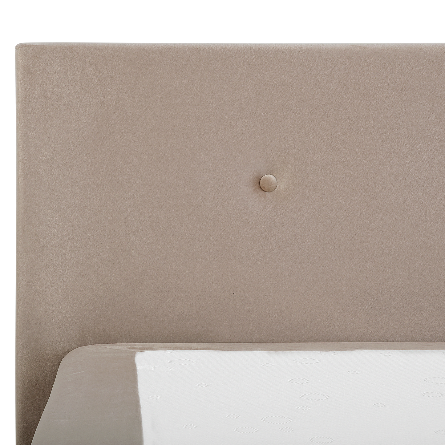 Beige Velvet Super King Divan Bed with Tufted Headrest & Mattress