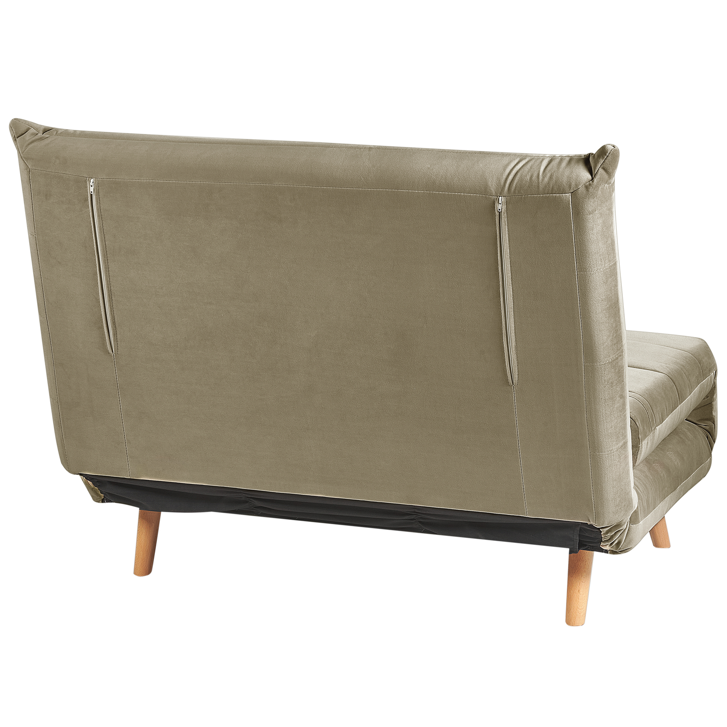 Olive Green Velvet 1-Seater Sofa Bed with Wooden Legs