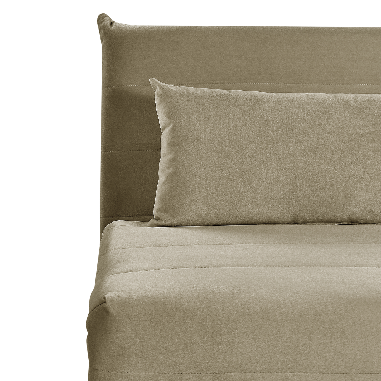 Olive Green Velvet 1-Seater Sofa Bed with Wooden Legs