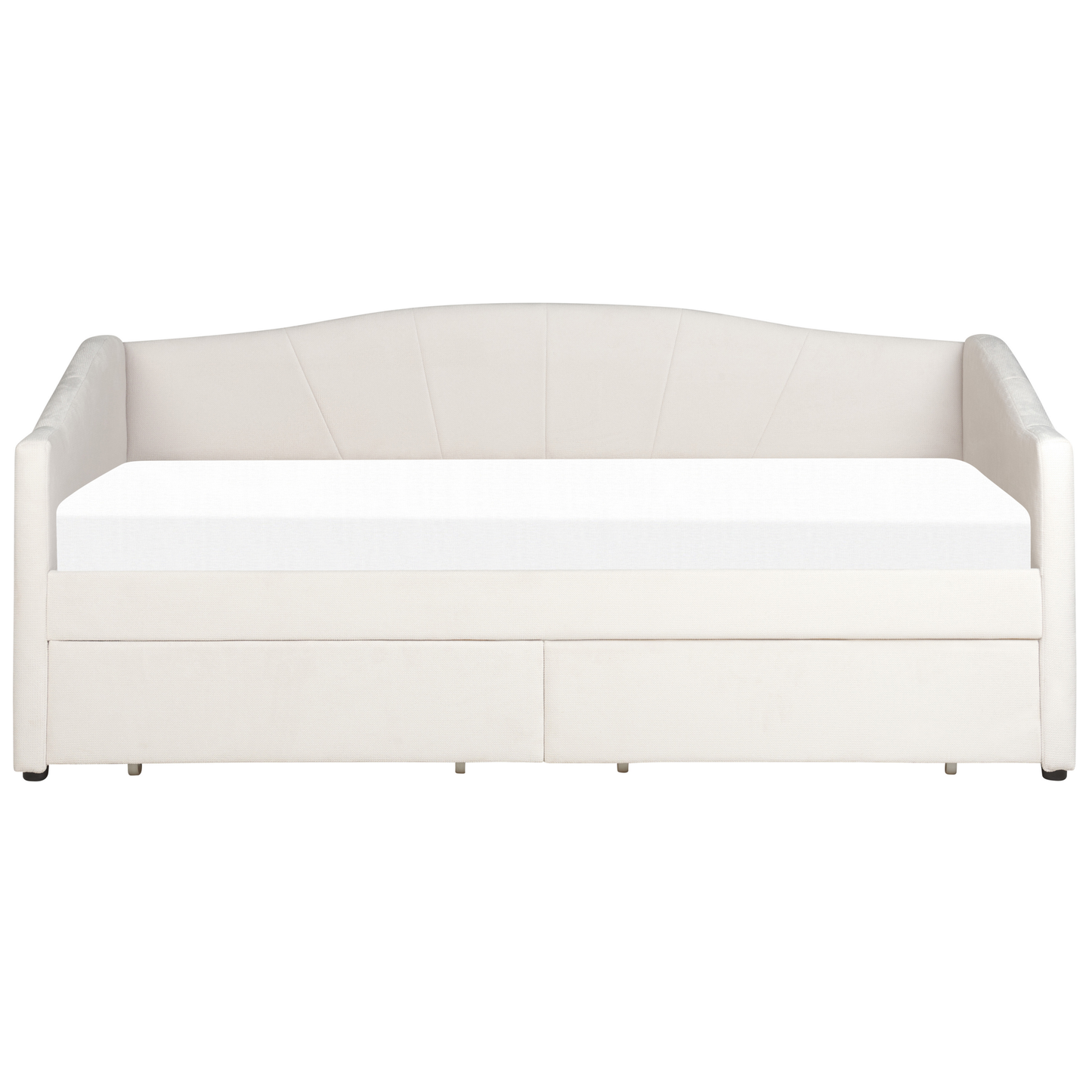 Modern Light Beige Daybed with Storage & Slatted Frame