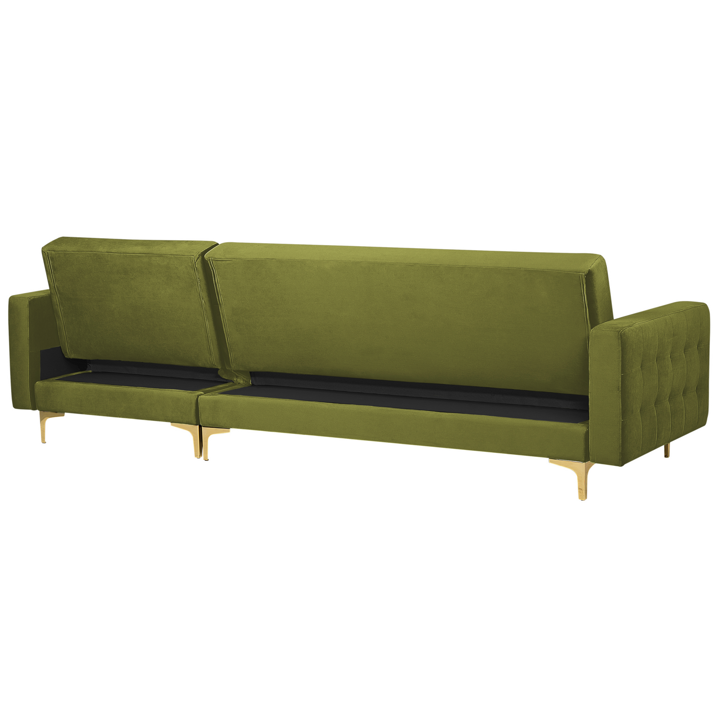 Luxurious Green Velvet L-Shaped Sofa Bed with Ottoman
