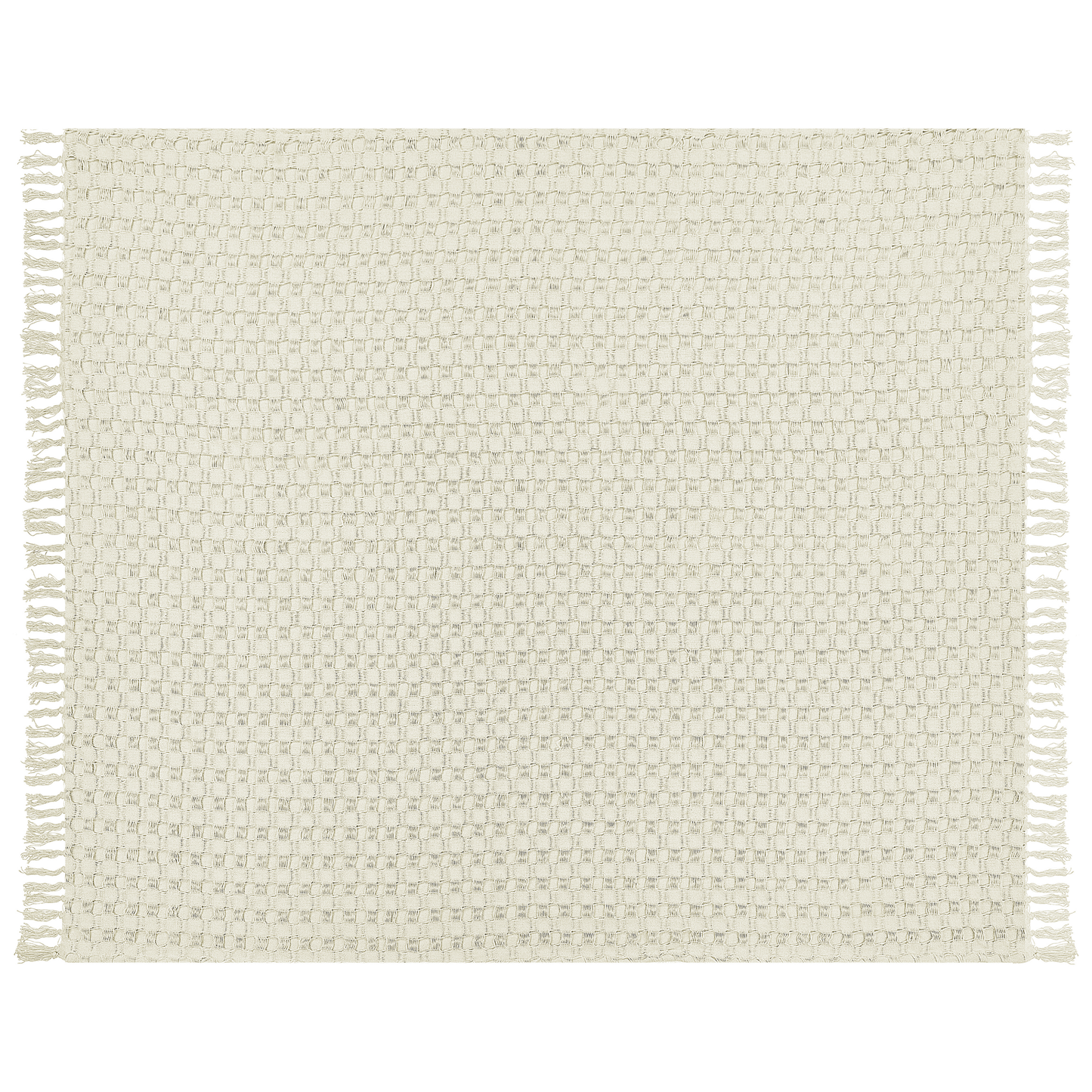 Elegant White Cotton Bedspread with Tassels - 200 x 220 cm