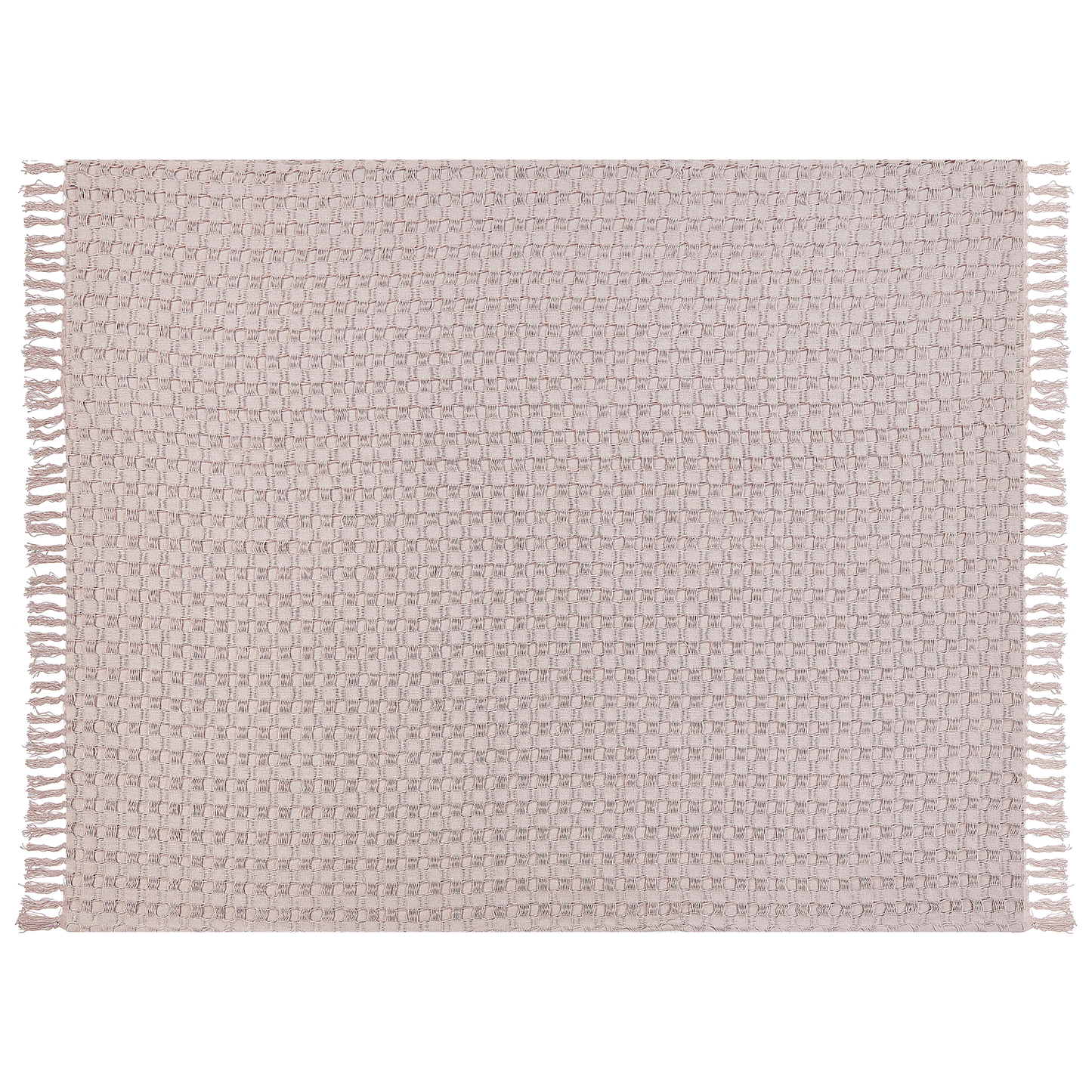 Elegant Pink Cotton Bedspread with Tassels - 150x200 cm