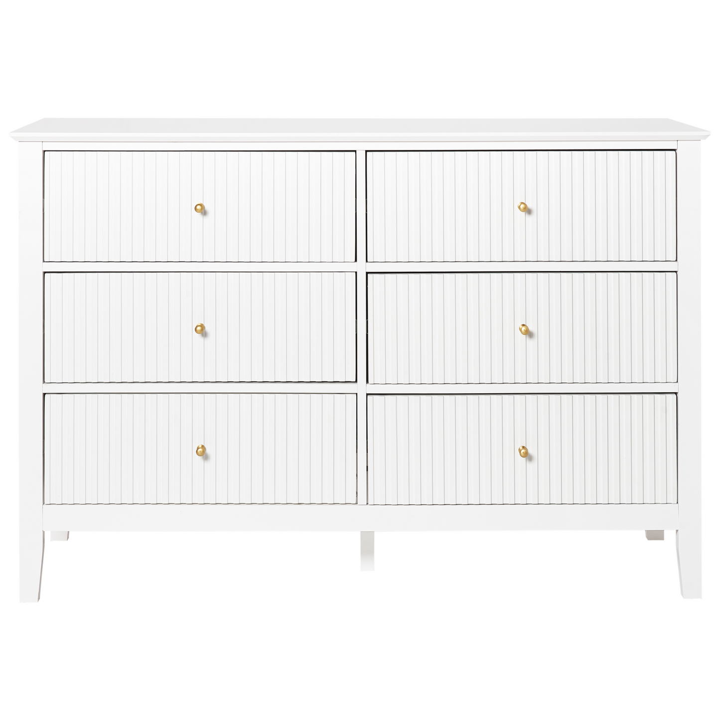 Chic White 6 Drawer Chest with Gold Handles for Elegant Storage