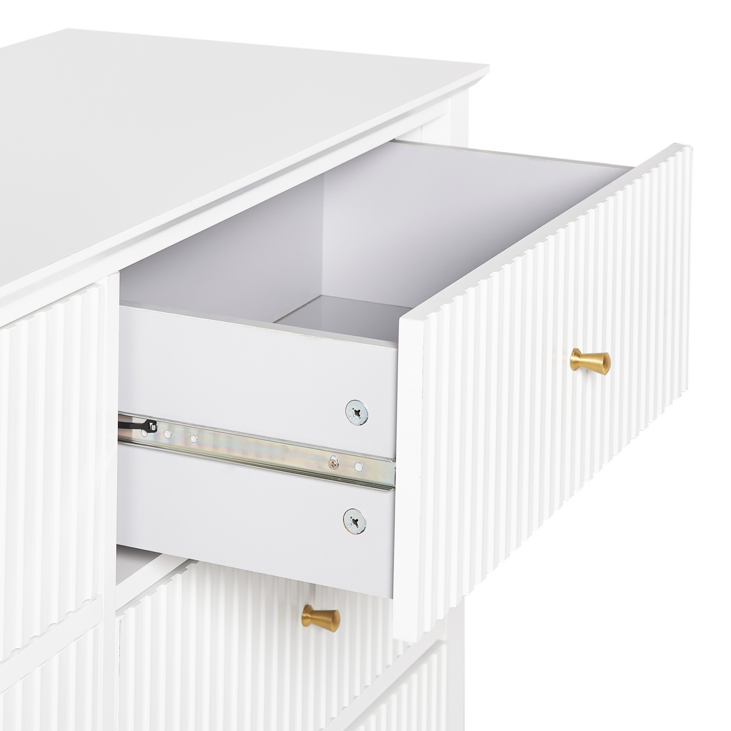 Chic White 6 Drawer Chest with Gold Handles for Elegant Storage