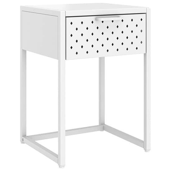 White Steel Bedside Cabinet with 1 Drawer – Durable and Functional Nightstand