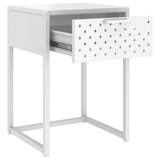 White Steel Bedside Cabinet with 1 Drawer – Durable and Functional Nightstand