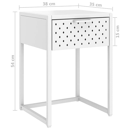 White Steel Bedside Cabinet with 1 Drawer – Durable and Functional Nightstand