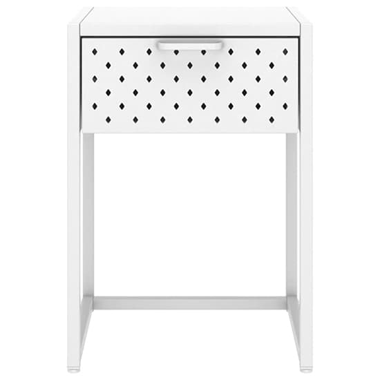White Steel Bedside Cabinet with 1 Drawer – Durable and Functional Nightstand