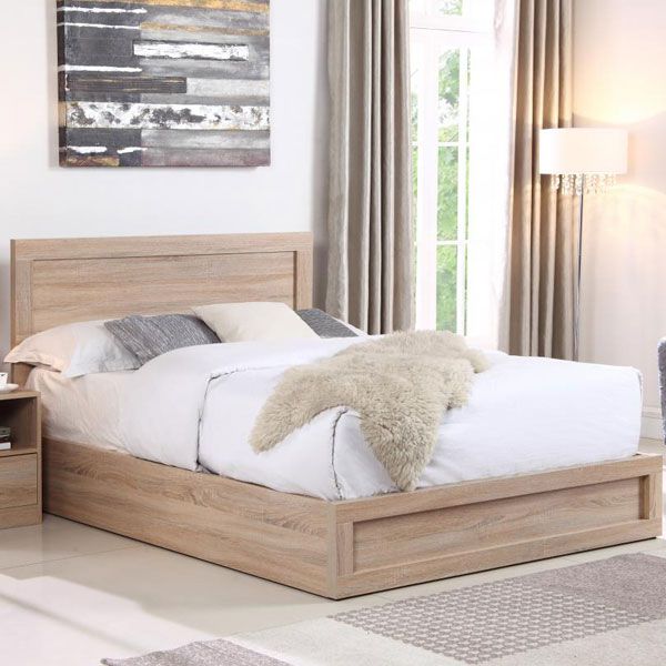 Hermione Ottoman King Size Bed - Oak - Nestium