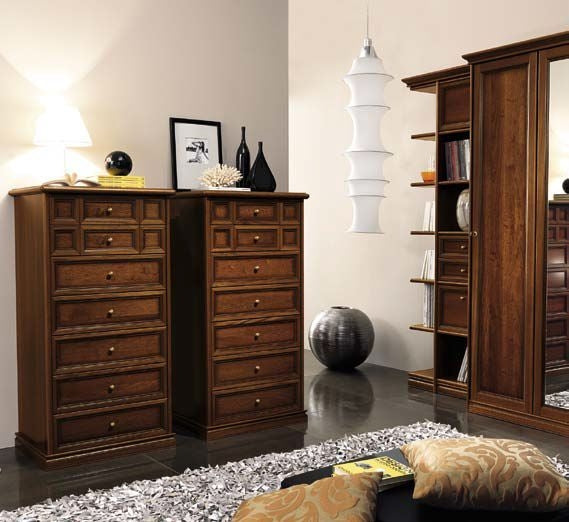 Camel Nostalgia Night Walnut Italian 7 Drawer Chest - Nestium