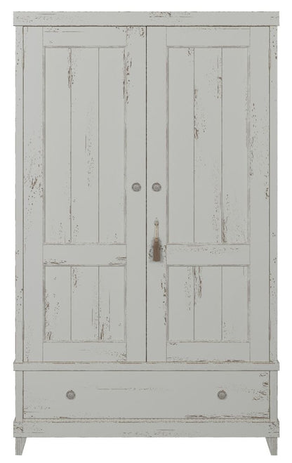 Willis and Gambier Atelier Distressed White 2 Door Combi Double Wardrobe