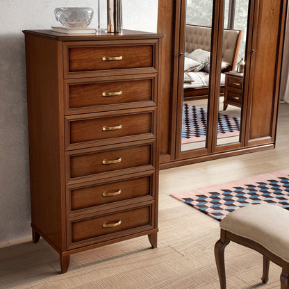 Camel Giotto Night Walnut Italian 6 Drawer Chest - Nestium
