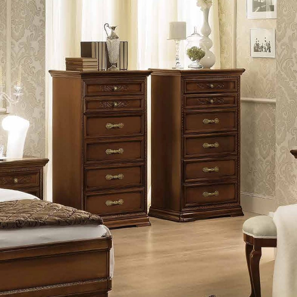 Camel Torriani Night Walnut Italian 6 Drawer Chest - Nestium
