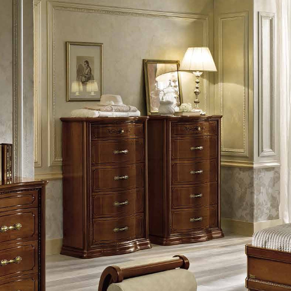 Camel Torriani Night Walnut Italian VIP 5 Drawer Chest - Nestium