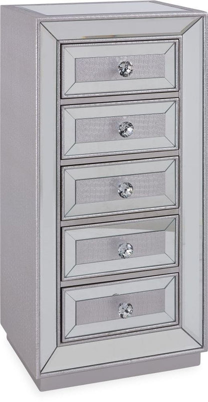 Sofia Mirrored 5 Drawer Tall Boy Chest - Nestium
