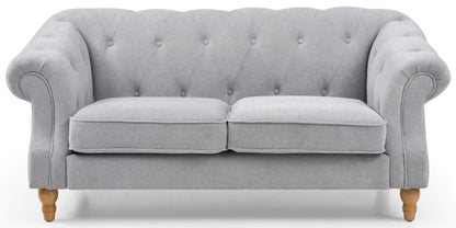 Celeste Grey Soft Touch Woven Fabric 3 Seater Chesterfield Sofa
