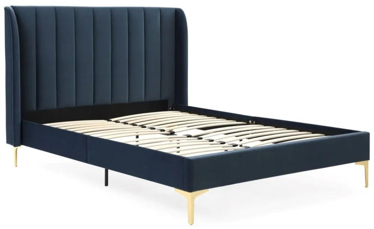Avery Athena Ink Blue Velvet Fabric Bed