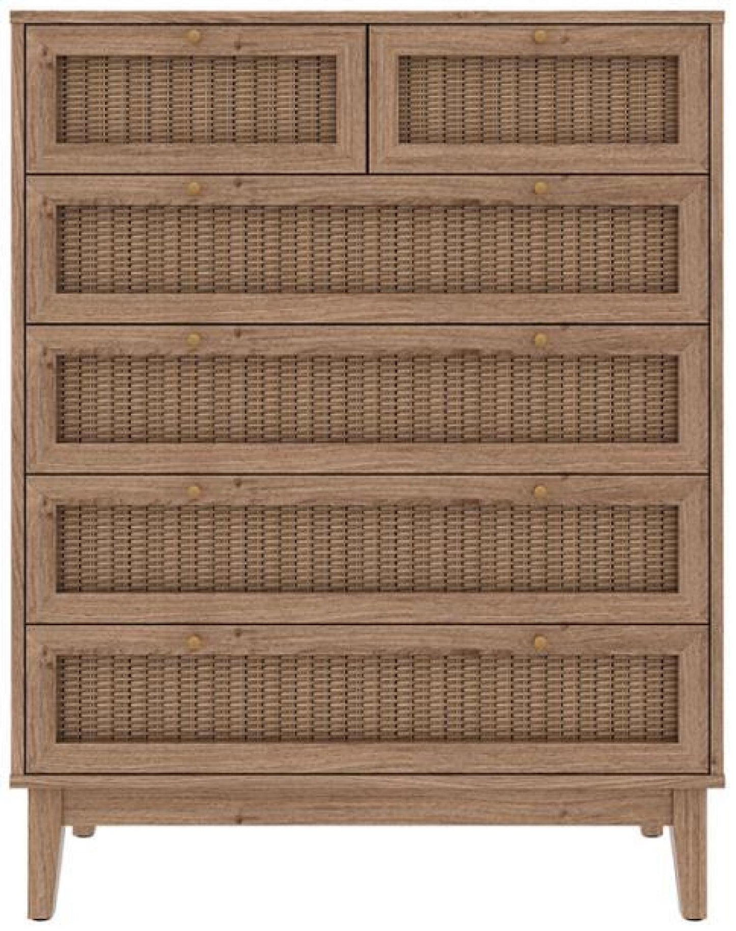 Bordeaux Oak and Faux Rattan Chest of Drawer - Nestium